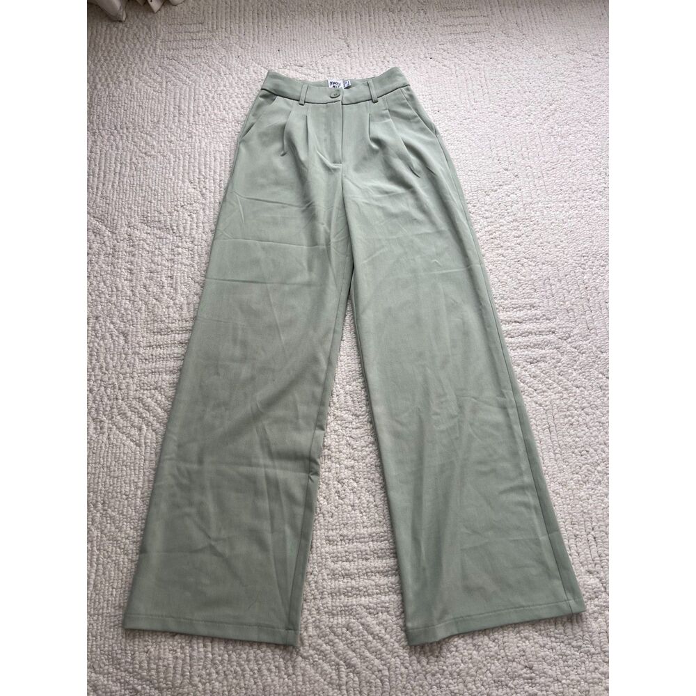 princess polly light green high waisted trousers size 2